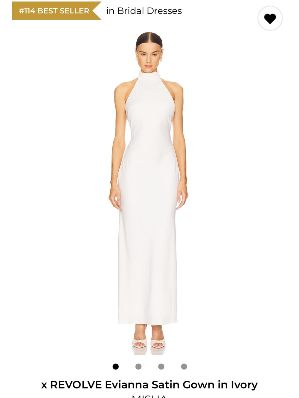 Mishka Evienna Satin Maxi Dress in Ivory High Neck Halter